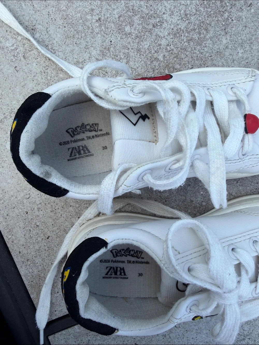 Zara White Kids Sneakers with Red Poké Ball Accent
